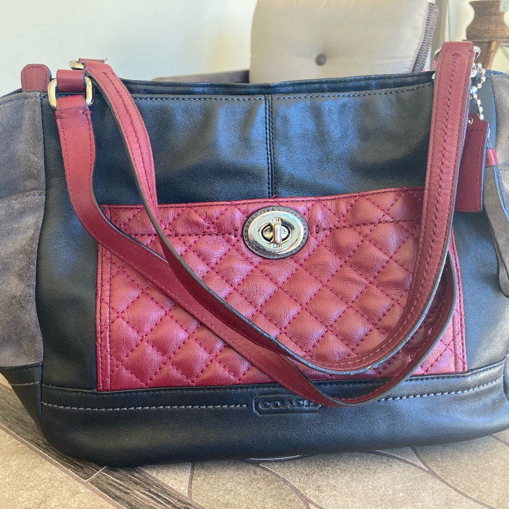 Vintage Coach Park Quilted Color Block Carry Tote